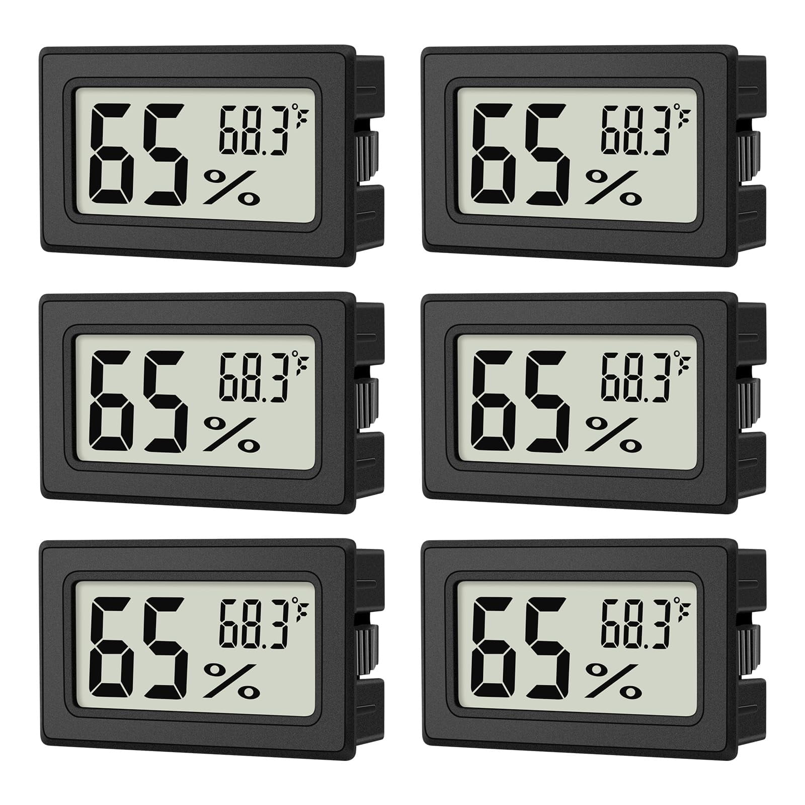 6 Pack Mini Hygrometer Indoor Humidity Meter,Mini Digital Thermometer Humidity Gauge Meter,Monitor Fahrenheit () for Humidors,Reptile Thermostat,Fridge