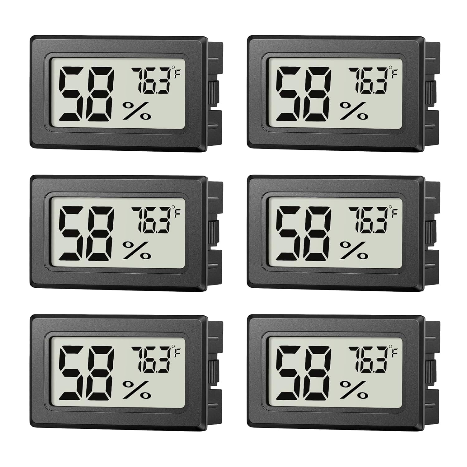 6 Pack Mini Hygrometer Indoor Humidity Meter, Small Digital Thermometer Humidity Gauge Meter, Indoor Thermometer Hygrometer Monitor Fahrenheit () for Humidor, Thermostat Reptile Tank, Mason Jars
