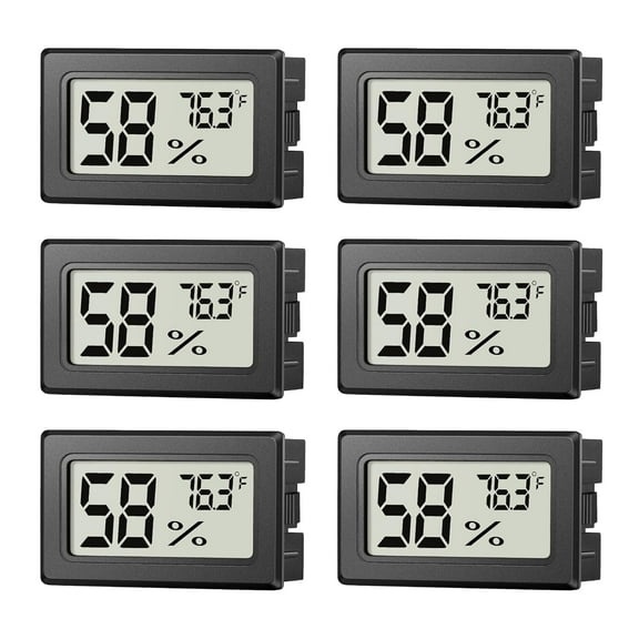 6 Pack Mini Hygrometer Indoor Humidity Meter, Small Digital Thermometer Humidity Gauge Meter, Indoor Thermometer Hygrometer Monitor Fahrenheit () for Thermostat Reptile Tank, Mason Jars