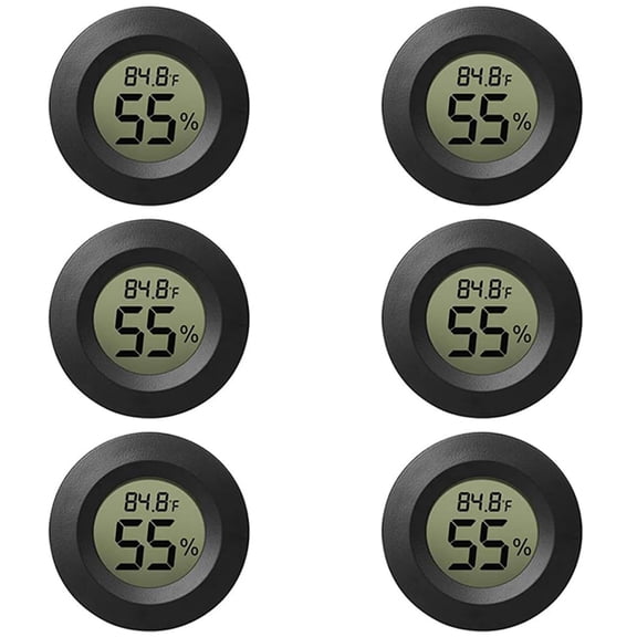 6-Pack Mini Hygrometer Thermometer Digital LCD Monitor Indoor/Outdoor Humidity Meter Gauge Temperature for Humidifiers Greenhouse Reptile Fahrenheit()/ Celsius()