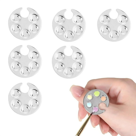 6 Pack Mini Nail Art Palette, Nail Rings Palette, Duslogis Finger Rings Metal Manicure Palette Tools, Nail Polish Mixing Plate, Gel Palette Manicure for Nail Art Display