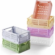 6-Pack Mini Plastic Crates,folding storage crate,Mini Plastic Baskets for Office Organization