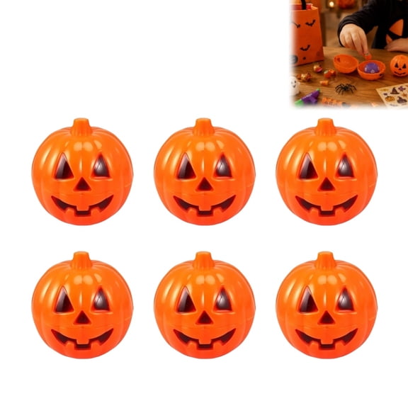6 Pack Mini Plastic Lantern Treat Boxes, Fillable Pumpkin Candy Holders Halloween Decoration