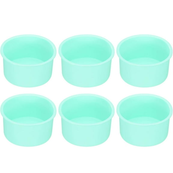 6 Pack Mini Round Silicone Cake Molds, Non-Stick Reusable Small Circular Baking Pans for Sponge Cake Cheesecake Pudding Jelly Muffin DIY Baking Oven Safe Silicone Bakeware