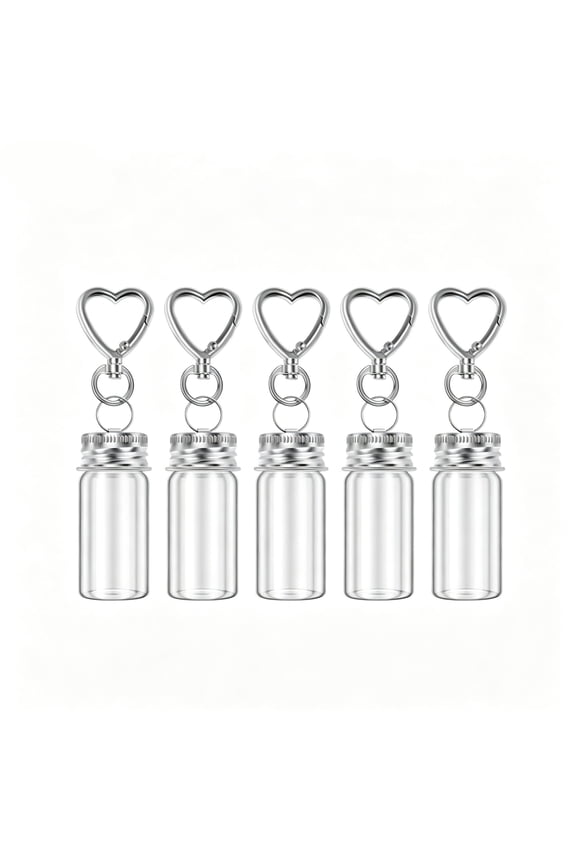 6 Pack Mini Seasoning Bottle Keychain Set , Clear Glass Spice Jars With Lids ,  Small Salt Pepper Container For Travel Camping Hiking BBQ,  Outdoor Picnic ,  2.01 x 0.87 inch