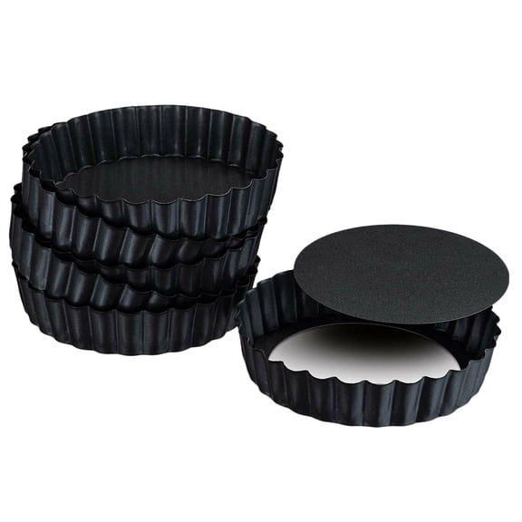6 Pack Mini Tart Pans with Removable Bottom Round Nonstick Deep Quiche Pan, Heavy Duty Perfect for Baking Fruit Tarts, Quiches & Dessert