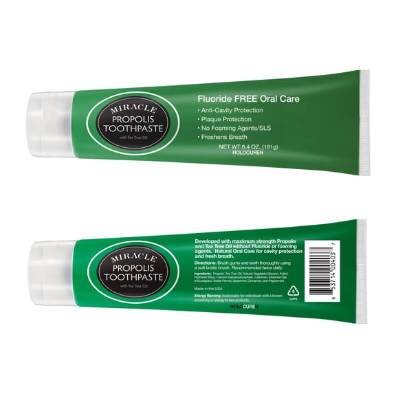 6 Pack, Miracle Propolis Toothpaste with Tea Tree Oil, Wholesale Offer, No Fluoride or SLS 6.4oz x 6