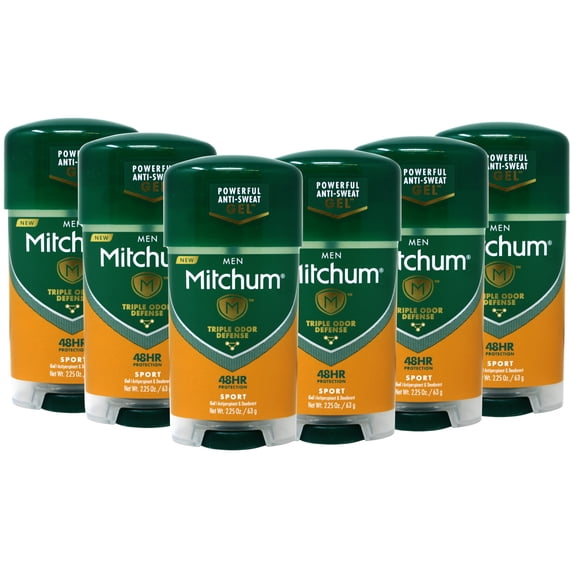 6 Pack - Mitchum Power Gel Anti-Perspirant Deodorant Sport, Triple Odor Defense, 48HR Protection, 2.25 Oz