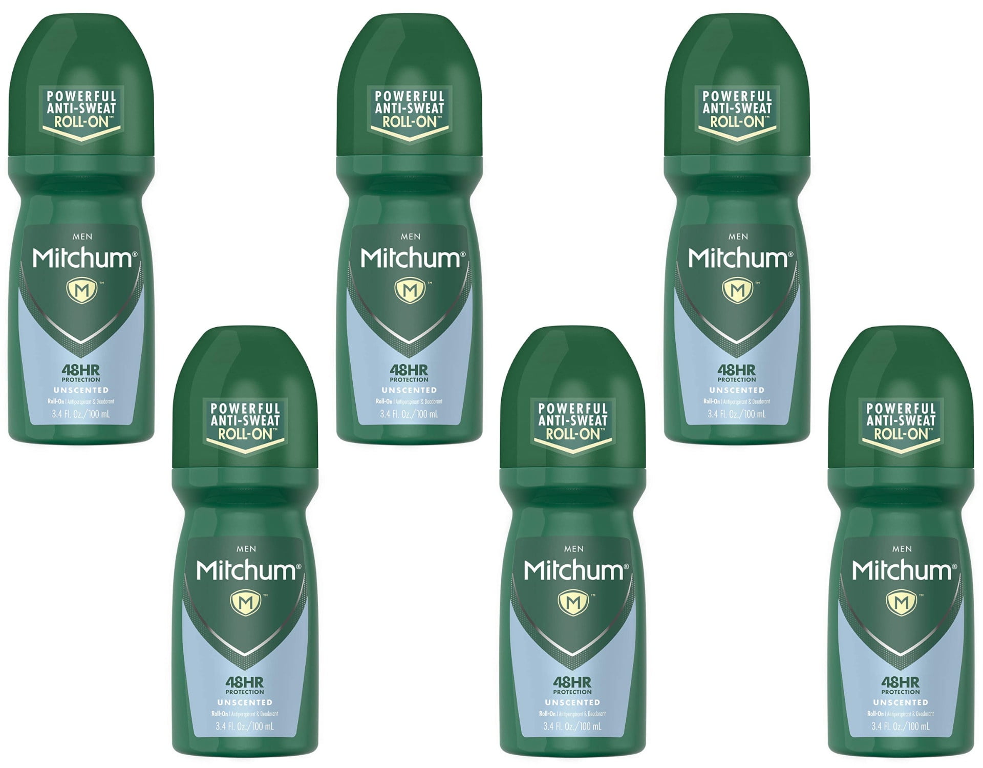 Mitchum Anti-Perspirant & Deodorant Roll-On, Triple Odor Defense, 48HR Protection, Unscented 3.4 FL OZ - 6 Pack