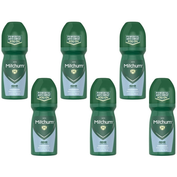 Mitchum Anti-Perspirant & Deodorant Roll-On, Triple Odor Defense, 48HR Protection, Unscented 3.4 FL OZ - 6 Pack
