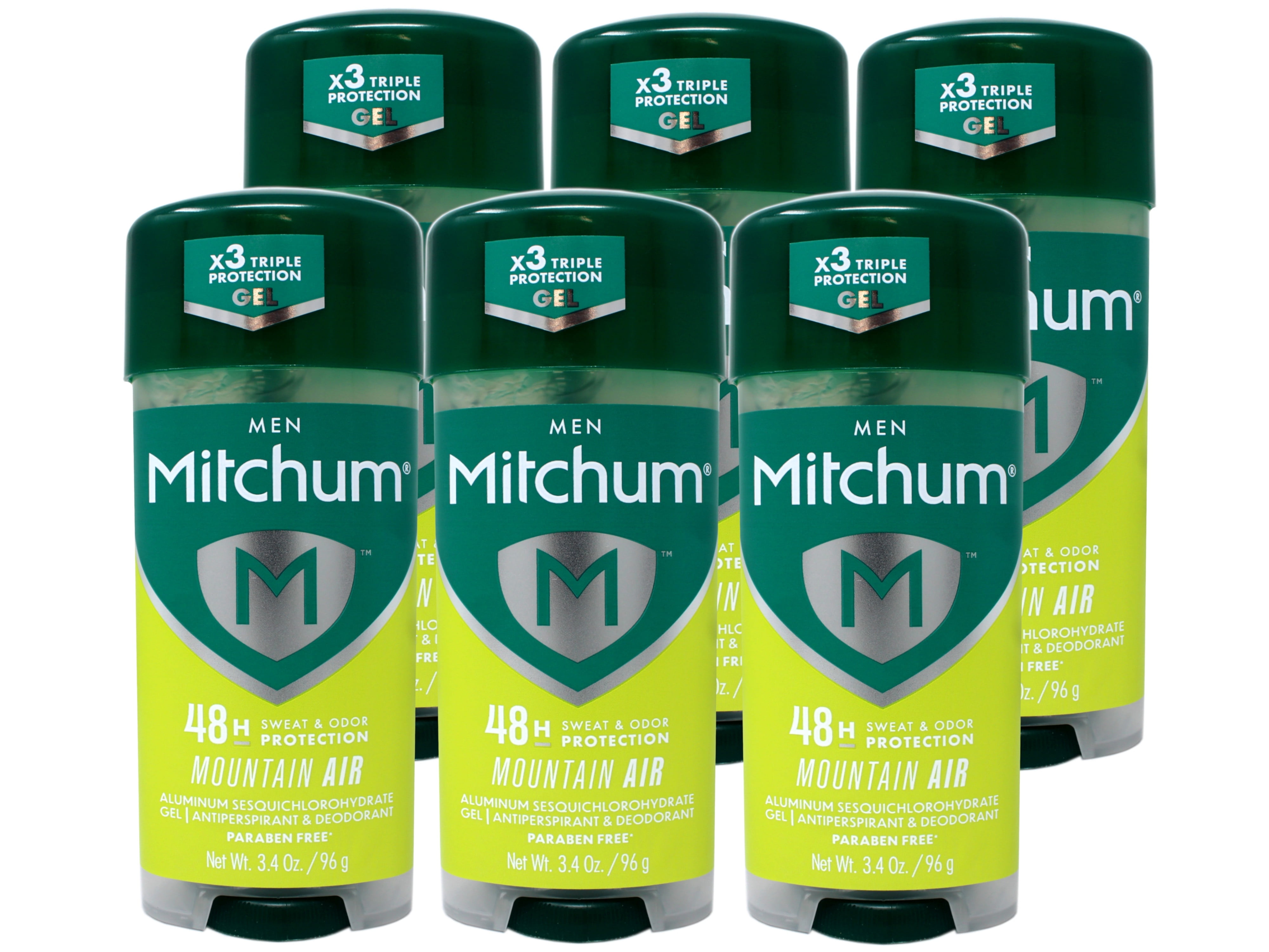 Mitchum Men’s Triple Odor Protection Antiperspirant & Deodorant Gel, Mountain Air, 48HR Protection, 3.4 oz - 6 Pack