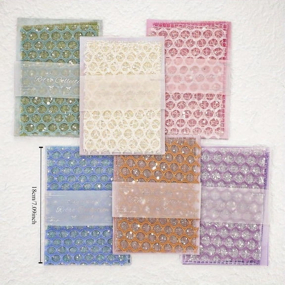 6 Pack Mixed Special Paper 90 Sheets Textured Scrapbook Paper and Mesh Fabric Assorted Set for DIY Decorative Journal Supplies