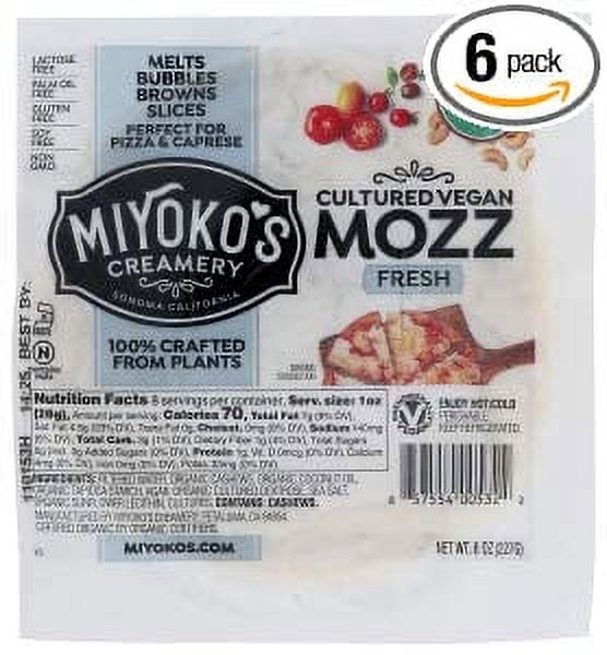 (6 Pack) Miyokos Vegan Mozzarella, 8oz