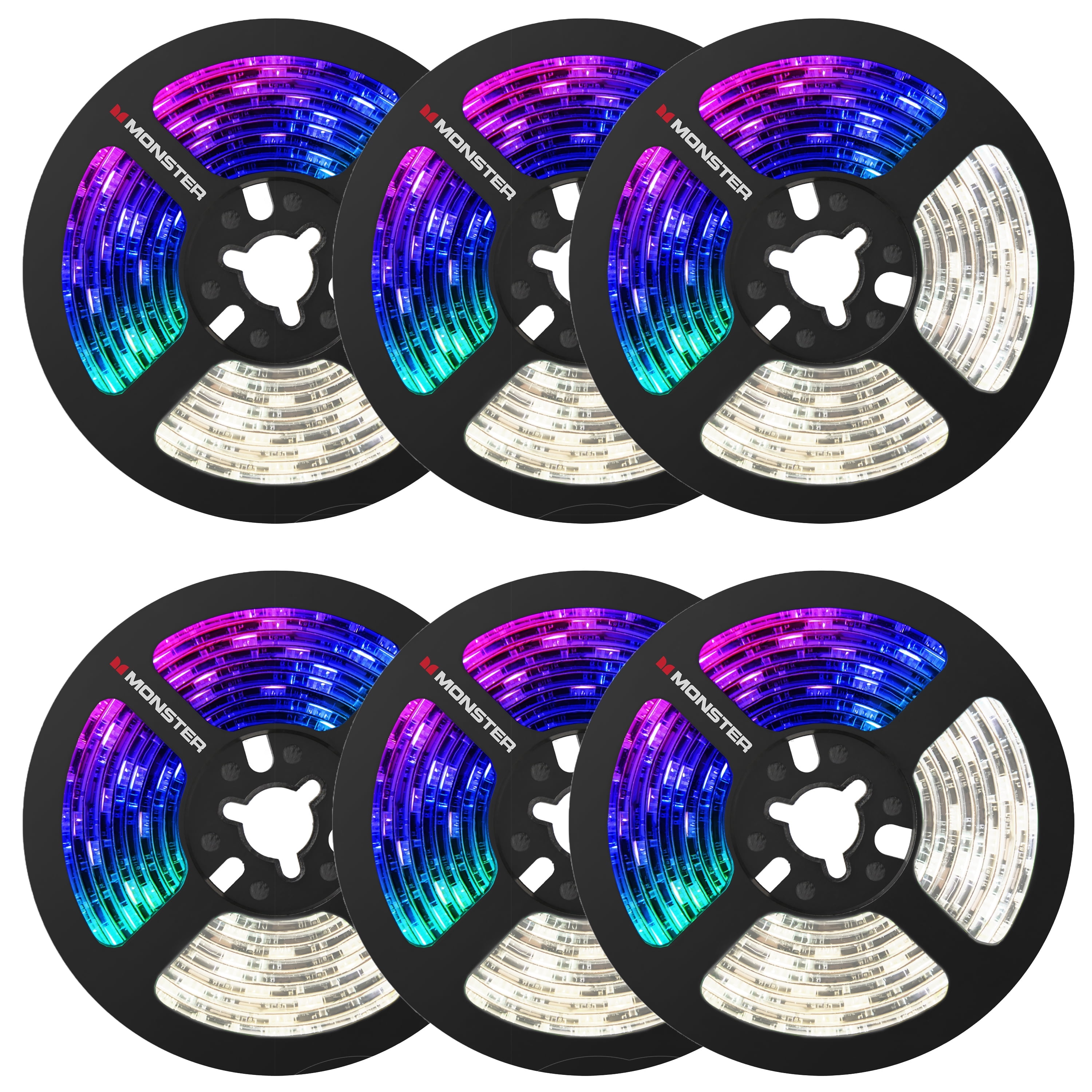 6-Pack Monster 6.5 ft Multi-Color / White Indoor LED Light Strip