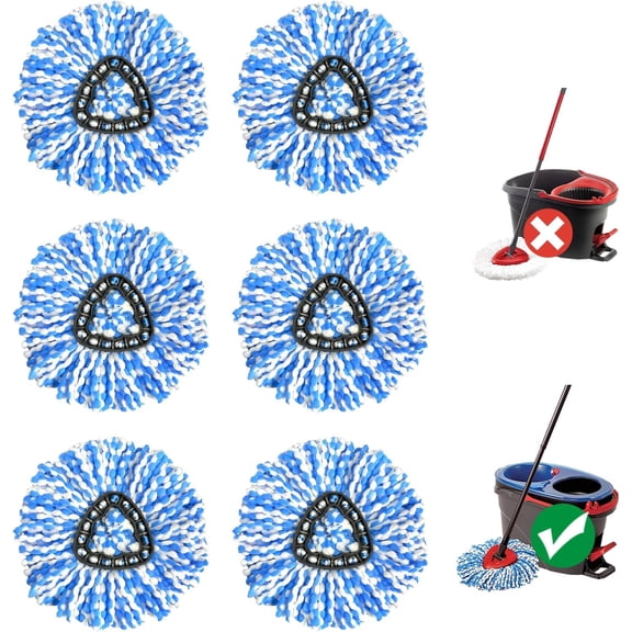 6 Pack Mop Replace Head, Mop Head Replacement, Microfiber, Machine Washable, Easy to Replace and Deep Cleaning, 313