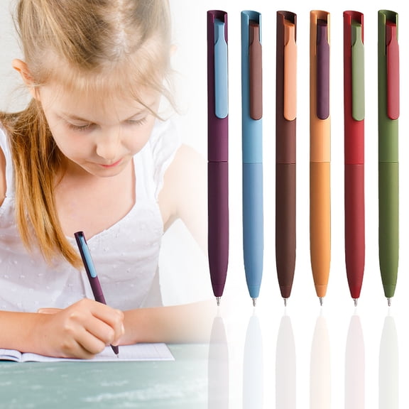 6 Pack Morandi Color Retractable Gel Pens With No Smear Ink, Smooth Writing Aesthetic Pens For Journaling And Note Taking, Vintage Diary Set