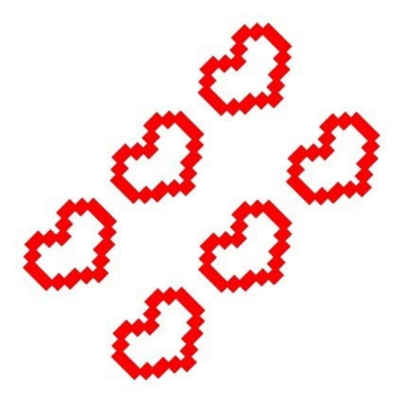 6 Pack Mosaic Heart Shaped Pixel Stickers, Cute Car Decor Window Decals, Personalized Self-Adhesive Bumper Sticker, Universal Vinyl Decal for Car, Truck, Laptop
