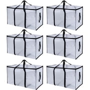 6 Pack Moving Bags Heavy Duty, Extra Large Moving Bags, Moving Supplies, Storage Bags with Handles and Zippers, Waterproof Totes for Storage Space Saving Packaging Shipping and TravelClear