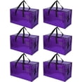 thumbnail image 1 of 6 Pack Moving Bags Heavy Duty, Extra Large Moving Bags, Moving Supplies, Storage Bags with Handles and Zippers, Waterproof Totes for Storage Space Saving Packaging Shipping and Travel(Purple), 1 of 7