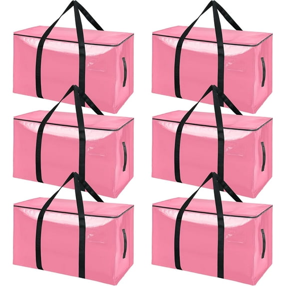 6 Pack Moving Bags Heavy Duty Storage Bags With Zippers And Strong Handles Packing Bags For Moving Storage Travel Camping Space Saving Alternative To Moving Boxes College Essentials Moving Supplies