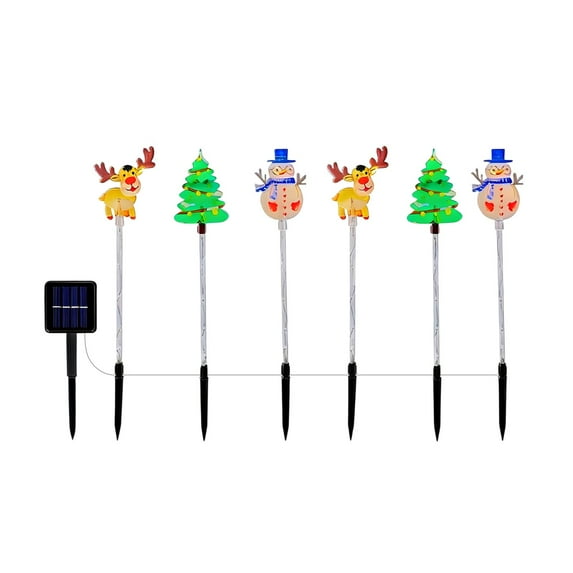 6-Pack of Moving Christmas Lights, LED Solar Christmas Lights Outdoor Waterproof, Animated Tree & Reindeer Garden Light, Dual Power Holiday Decor for Yard, Pathway, Patio