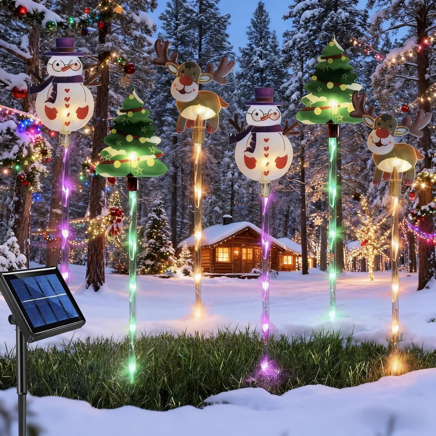 6-Pack of Moving Christmas Lights,LED Solar Christmas Lights Outdoor