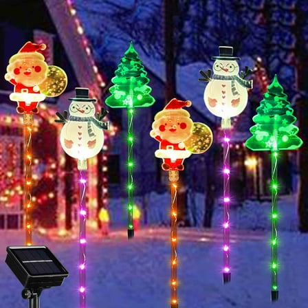 6-Pack Of Moving Christmas Lights, Solar Led Waterproof Solar Christmas Lights Outdoor Decorations,Snowman Reindeer Christmas Lights Solar Courtyard Tree Snowman Reindeer, For Porches