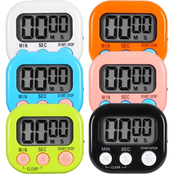6 Pack Multi-Function Electronic Timer, Learning Mana ment, Suitable for Kitchen, Study, Work, Exercise Training, Outdoor Activities(not Including Battery)