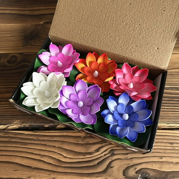 6-Pack Multicolor Lotus Led Night Lights Lantern Festival Wishing Lotus Lanterns A Smile Home