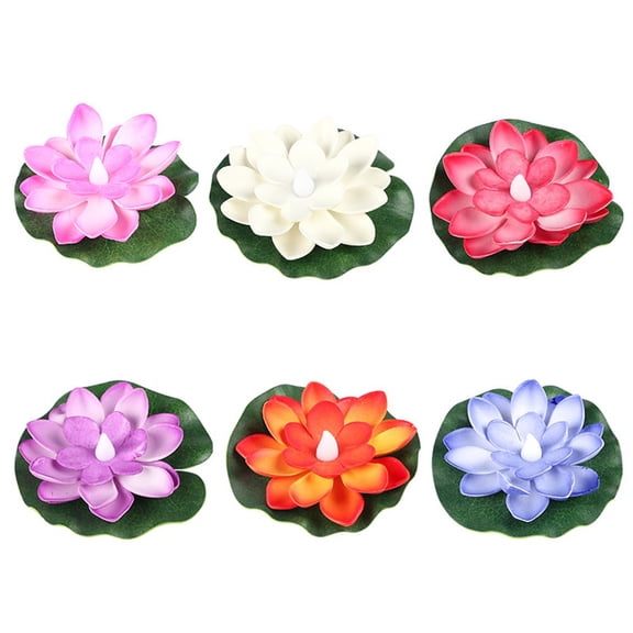 6-Pack Multicolor Lotus Led Night Lights Lantern Festival Wishing Lotus Lanterns B Smile Home