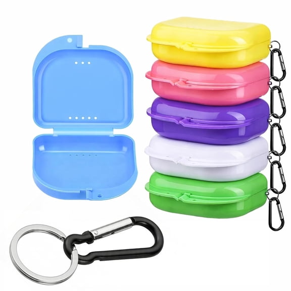 6 Pack Multicolor Orthodontic Retainer Cases with Dual Ventilation Holes, Portable Dental Storage Holder for Dentures, Mouth Guards & Clear Aligners, Compact Container for Home, Office