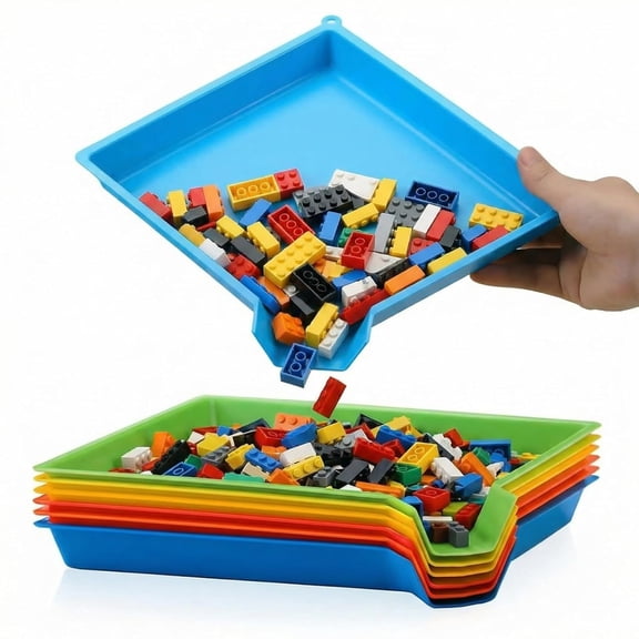 6 Pack Multicolor Plastic Sorting Funnel Trays, Stackable Craft Organizer for Classroom Home DIY Projects, 9.1 x 7.9 Inch