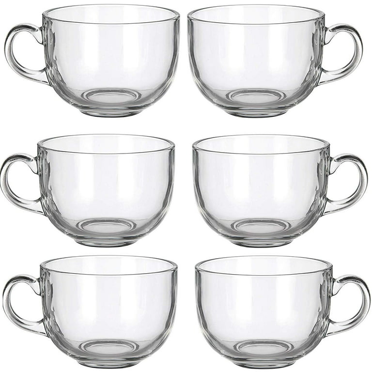 6 Pack Multipurpose Gourmet Coffee Tea Mugs 480 ML-Thick Clear