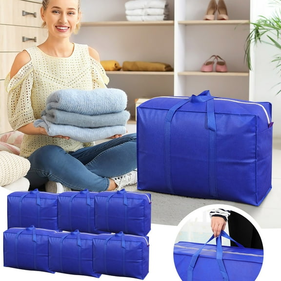 6 Pack Multipurpose Storage Bags Moving Bags Heavy Duty, Foldable Waterproof Fabric Multipurpose Storage Totes Moving Boxes Supplies, Foldable Duffle Bag for Travel Space Saving Moving Storage Medium