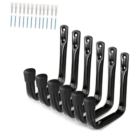 6 Pack Multipurpose Wall Hooks For Bicycles Garden Tools Sports Gears Practical Garage Storage
