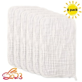 Parker Baby Washcloths - 6 Pack of 100% Cotton Muslin Wash Cloths - Soft,  Absorbent and Natural - White
