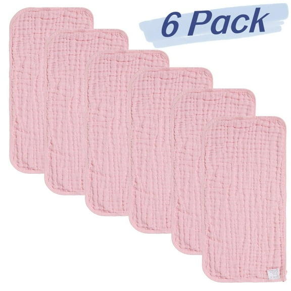6 Pack Muslin Burp Cloths Baby Burp Clothes - Burp Rags for Boy Girls Muslin Bibs 6 Layers Large 20''x10'' 100% Cotton Hand Washcloths Soft Absorbent