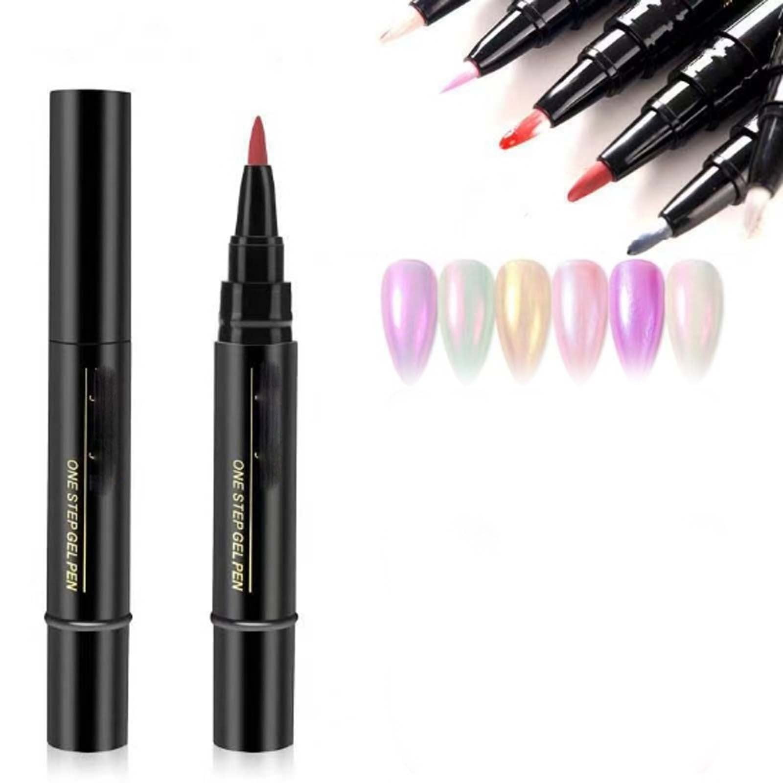 6 Pack Nail Gel Pen Set, 3-in-1 All-in-One Gel Polish Pens with Base Coat Color and Top Coat, Quick Dry High Pigment Nail Art Pens for Home Use