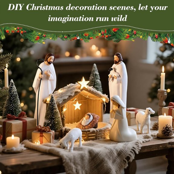 6 Pack Nativity Set with Stable Sculpted Hand-Painted Figures 6'' Scene Nativity Sets & Figures with Accessories for Indoor Holiday Decor Xmas Home Fireplace Centerpieces