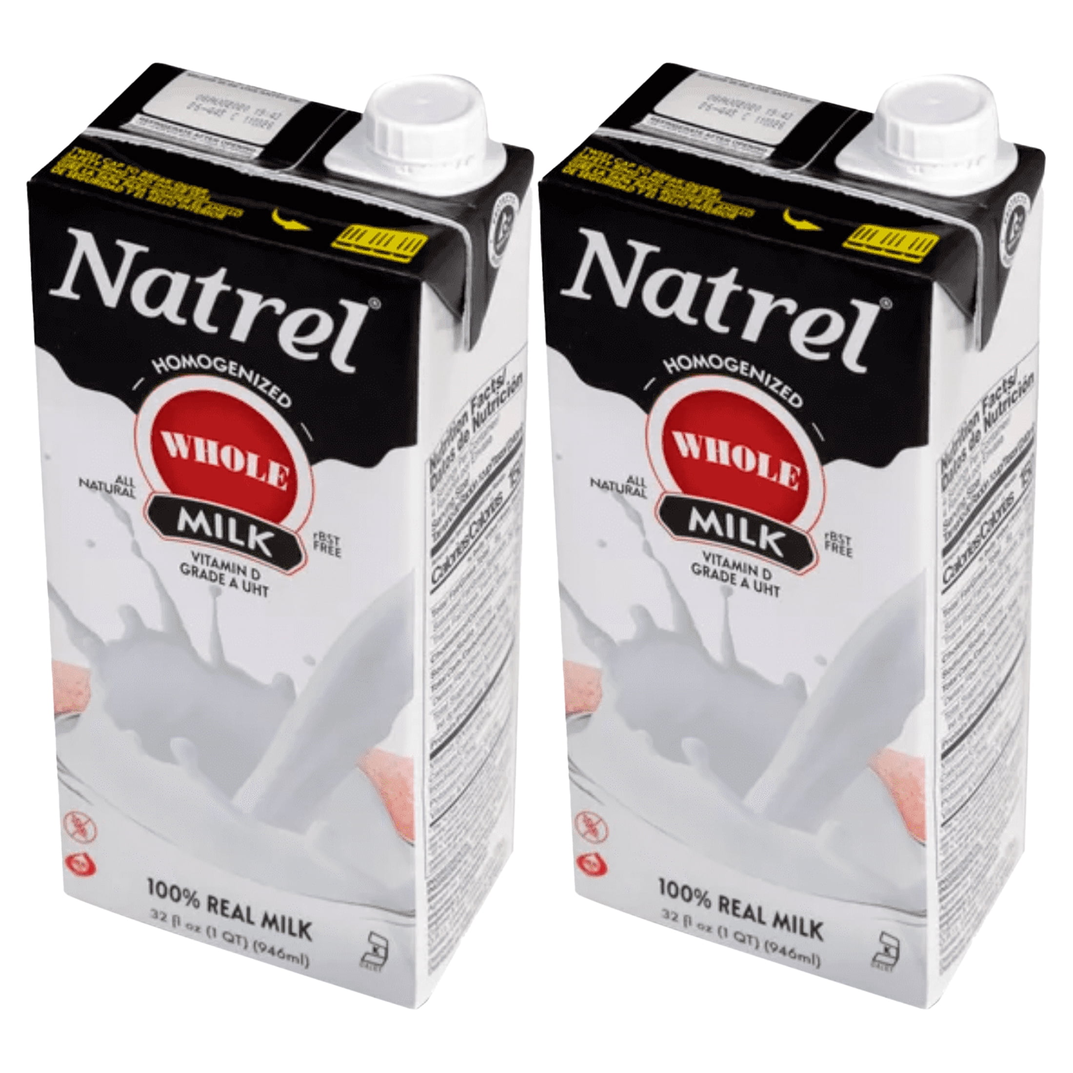 (2 pack) (6 Pack) Natrel Natural Homogenized Whole Milk, 32 Fl Oz