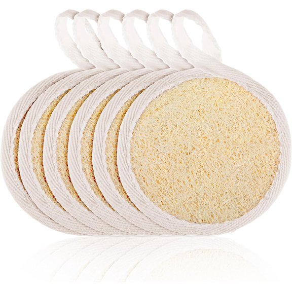 6 Pack Natural Loofah Face Scrubber, Exfoliating Facial Scrub Pads Made from Organic Luffa for Women and Men