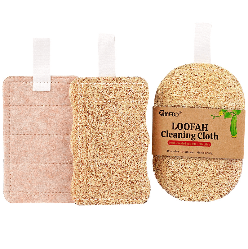 6-Pack Natural Loofah Sponge, Rectangular with Rounded Corners, Kitchen ...