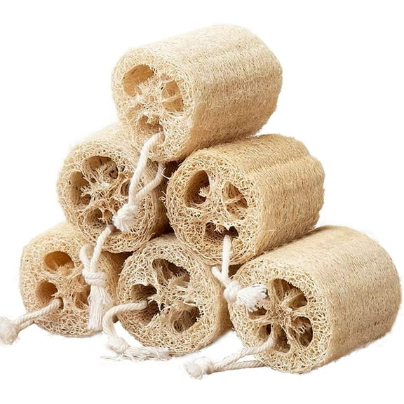 6 Pack Natural Loofah Sponge Shower Organic Luffa Bath Loofa Exfoliating Body Scrubber Loofah for Men Women, Adults Back Face Body Skin SPA Care