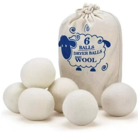 SUWU Organic Wool Dryer Balls, XL Size, 6 Pack, Hypoallergenic Fabric Softener