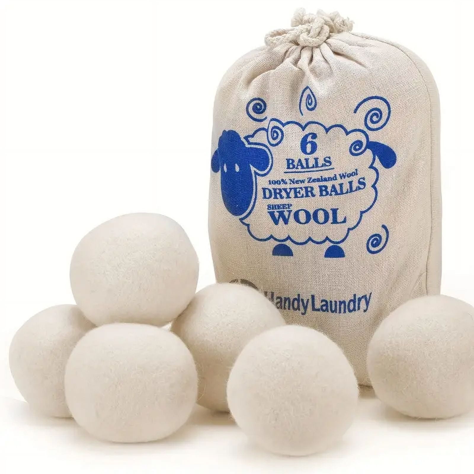 The Coupon deal of  6 Pack All Natural Organic Wool Dryer Balls XL Size - Reusable Chemical Free Natural Fabric Softener, Anti Static, Reduces Clothing Wrinkles and Saves Drying Time