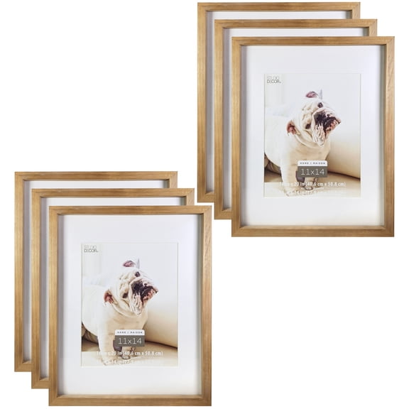Studio Decor Home Natural Walnut Stain Wood Frame with Mat, 6 Pack