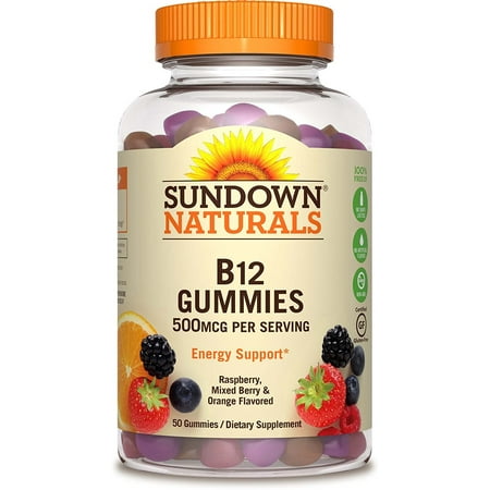 6 Pack - Naturals Vitamin B-12 Energy Support Gummies, Berry, Raspberry & Orange 50 ea