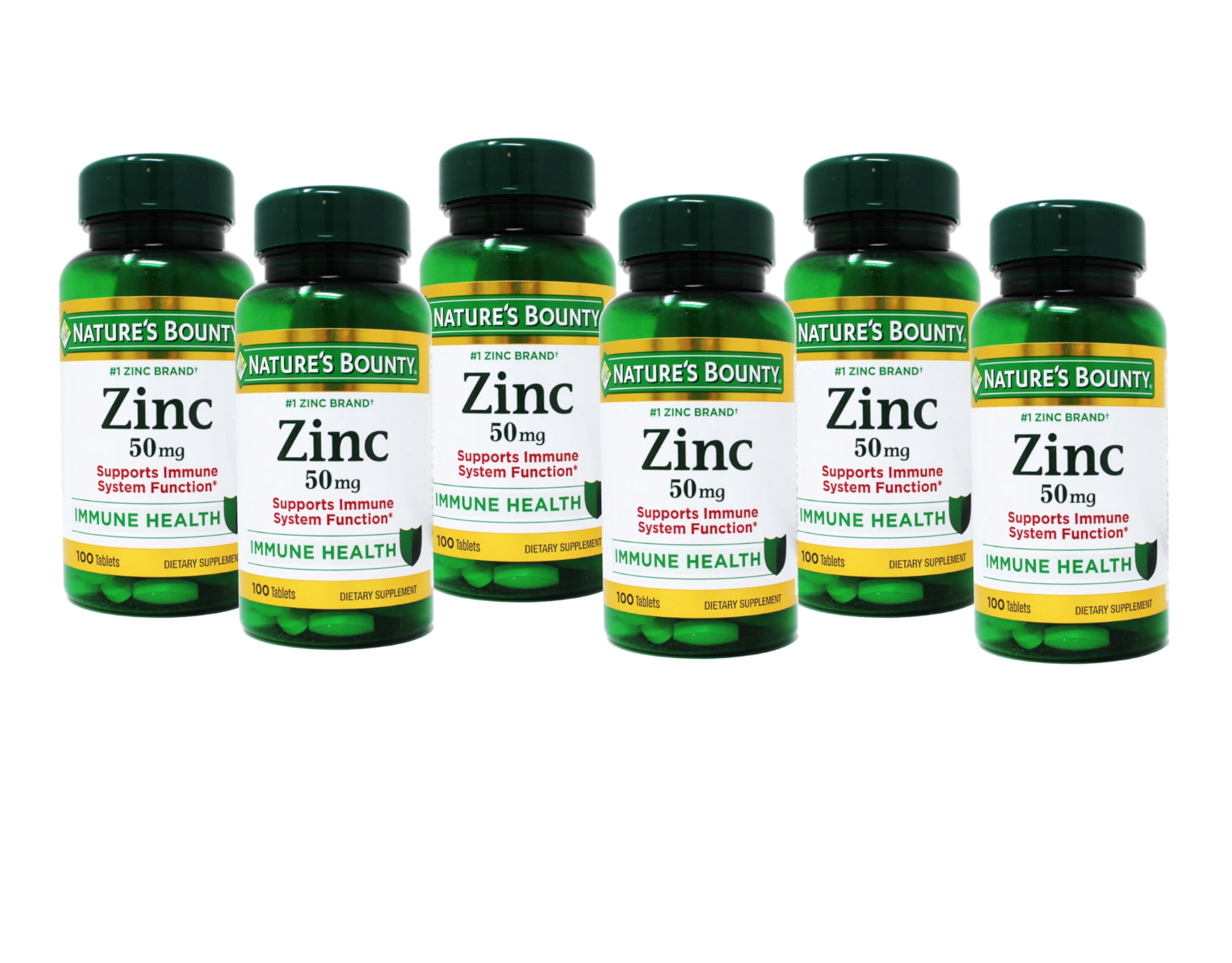 6 Pack Nature's Bounty Zinc 50 mg Tablets 100 Each