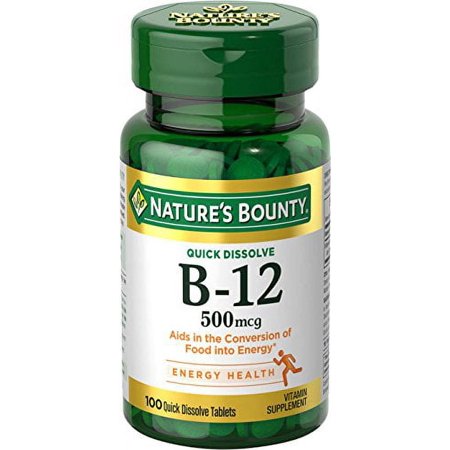 "6 Pack - Natures Bounty B-12 500 mcg, 100 Quick Dissolve Tablets Each"