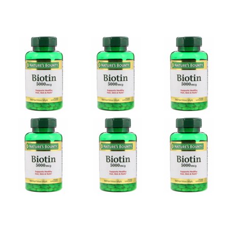 6 Pack - Natures Bounty Super Potency Biotin 5000 mcg 150 Each